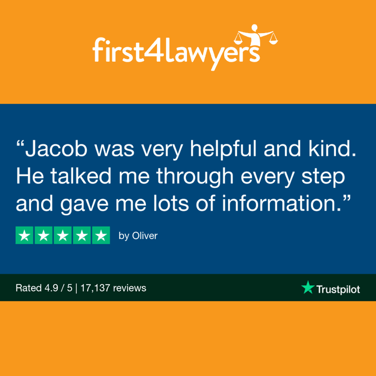 Screenshot of a five-star Trustpilot review saying: Jacob was very helpful and kind. He talked me through every step and gave me lots of information.