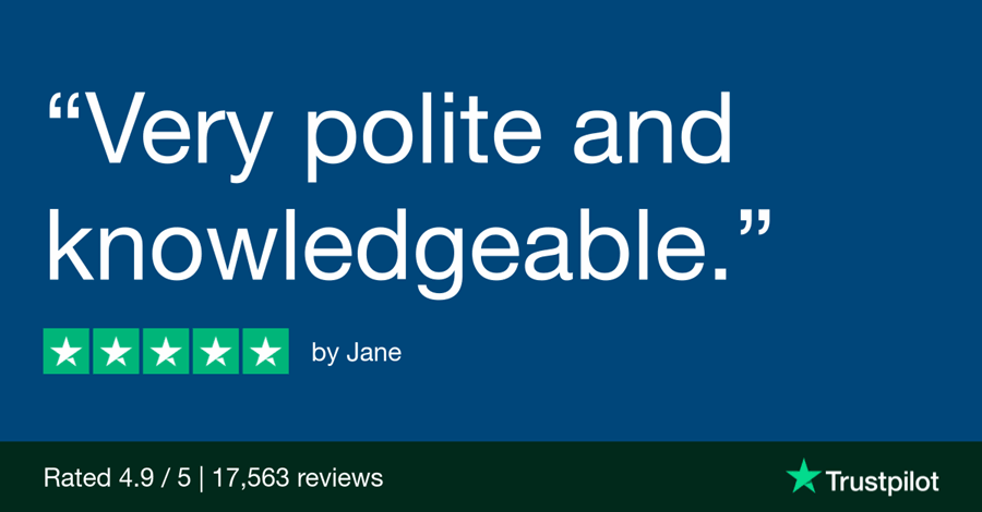 5 star review left by Jane, saying our advisor was very polite and knowledgeable